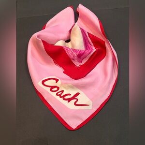 Coach Love Heart Silk Scarf – Pink & Red Valentine Print-*READ*